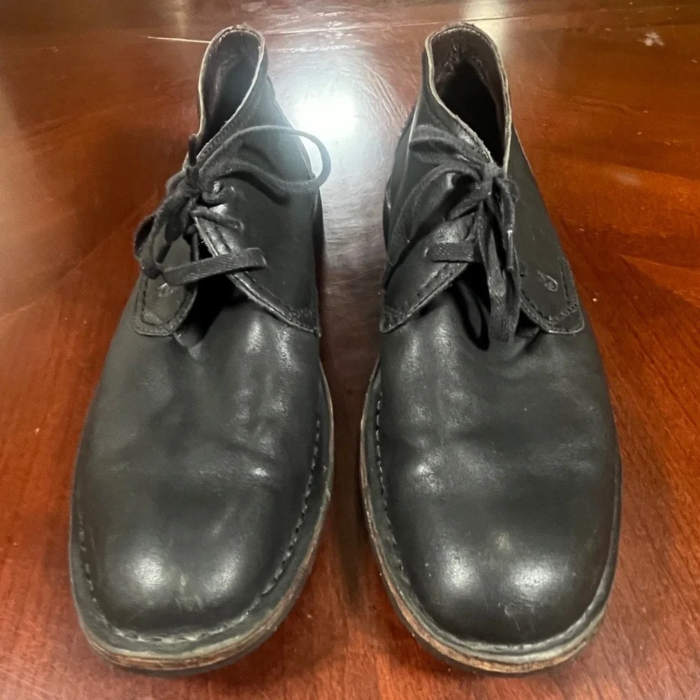 John Varvatos USA Mens Black Leather Chukka Desert Boots Peace Logo 10.5 Euc